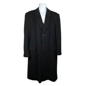 Silver Cloud Cashmere Blend Trench Overcoat Mens 44 Black Single Breasted